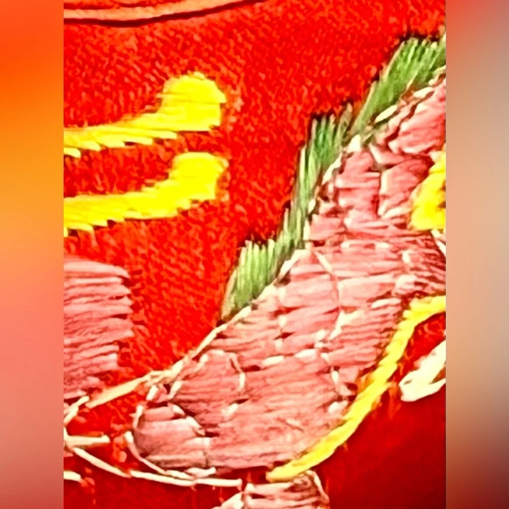 VTG Chinese Embroidered Silk Red Dragon Baby Slippers Shoes Doll Display Sz 6
